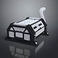 Black and White Mechanical Device with Curved White Component and Structured Base Panels 3d model