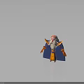 Cartoon Wizard Character With Long Beard Blue Cape Purple Orange Robes And Yellow Shoulders