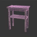 Vintage Wooden Table With Distressed Finish And Two Tier Shelf Structure