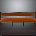 Vintage Red Wooden Bench with Worn Surface and Traditional Design Elements