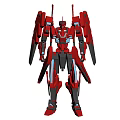 Futuristic Sci-Fi Red Armored Mech Robot With Giant Battle Exoskeleton Design