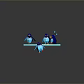 Unique Modern Blue Octagonal Furniture With Nested Hexagons And Penguin Decorations