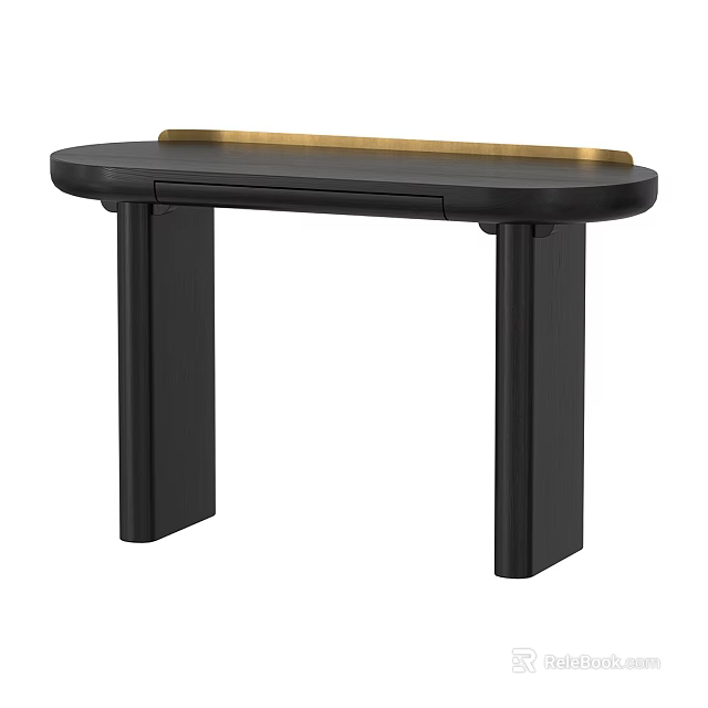 Modern Entryway Console Table With Black Frame And Gold Decorative Top 3d model