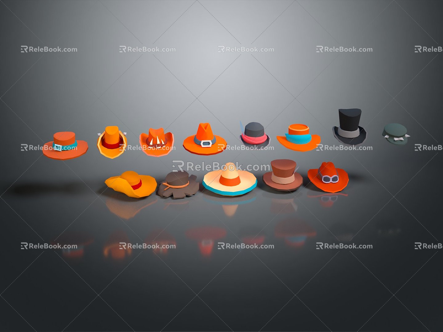 Modern hat all kinds of hat straw hat sun hat 3d model