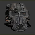 Rusted Mechanical Metallic Helmet With Goggles Pipes Rivets And Industrial Details