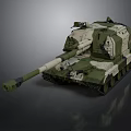 Military Camouflage Armored Tank With Long Cannon And Tracks Design