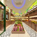 Fruit Store Interior With Fresh Varied Fruits Display On Organized Shelves