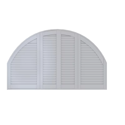 White Arched Window Shutters with Horizontal Slats for Home Decor 3d model