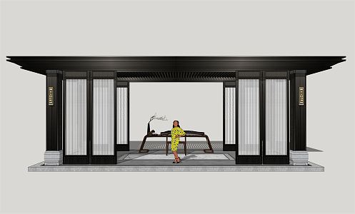 New Chinese Style Pavilion Corridor Pavilion 3d model