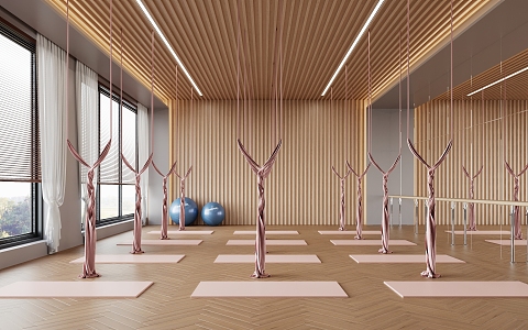 Quiet Yoga Room Gym Cream Style Yoga Mat 3d model