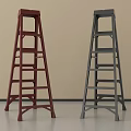 Two Red And Gray A Frame Ladders In Light Indoor Setting 3d model