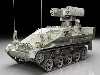 Military Armored Vehicle With Tracked Design And Weapon Turrets System 3d model