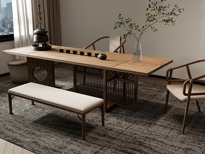 New Chinese Tea Table and Chair Combination Tea Table Tea Table 3d model