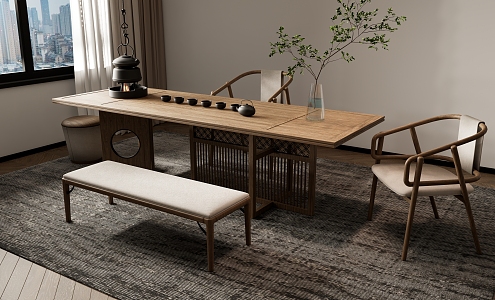 New Chinese Tea Table and Chair Combination Tea Table Tea Table 3d model