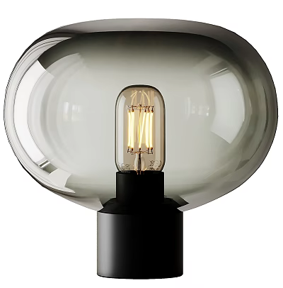 Modern Table Lamp with Spherical Glass Shade and Vintage Filament Bulb on Black Base 3d model