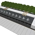 Garden Ornament Design With Fountains Green Plants And Stone Pavement
