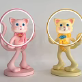 Pink and Yellow Cat Shaped Floor Lamp with Round Light Ring and LOVE JOY Scarves