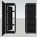 Two Black Server Racks Featuring Glass Doors And Metal Frame Structure 3d model