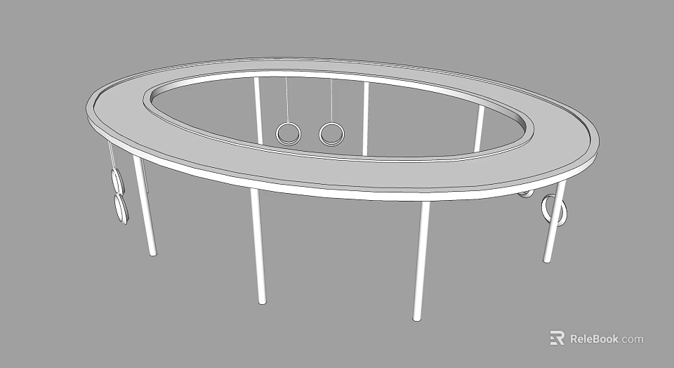 Oval Shaped White Pergola Design With Circular Ring Details And Open Structure 3d model