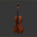 Red Wooden Violin with Classic Curved Body in Gray Background 3D Rendered Model
