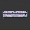Modern Artistic Sofa with Colorful Pink Purple Blue Pattern and Purple Frame