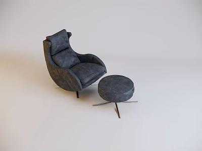 Modern Single Leather Armchair With Matching Ottoman For Comfortable Living Room Interior 3d model