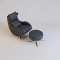 Modern Single Leather Armchair With Matching Ottoman For Comfortable Living Room Interior