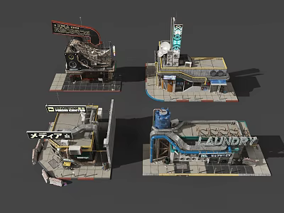Future Architecture Models With Futuristic Storefronts Neon Signs And Functional Designs 3d model