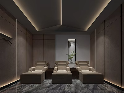 Relaxing SPA Sauna Interior Design With Comfortable Reclining Chairs Warm Lighting And Minimalist Decor 3d model