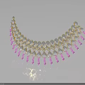 Elegant Decorative Metal Accessory With Purple Beads And Heart Shaped Pendants