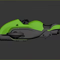 Green Three Wheeled Motorcycle with Futuristic Design Black Handlebars and Silver Accents Single Seat