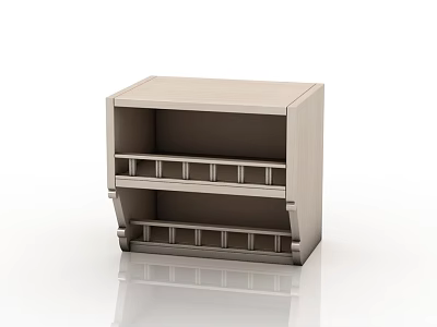 Modern Light Wood Cabinet With Open Shelves And Divided Compartments For Kitchen Storage 3d model