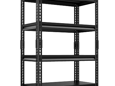 Sturdy Black Metal Four Tier Storage Shelf for Garage Warehouse Home Organization 3d model