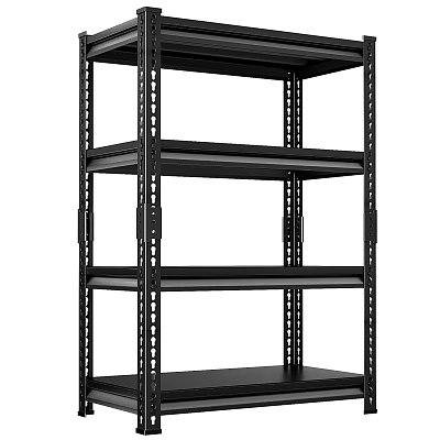 Sturdy Black Metal Four Tier Storage Shelf for Garage Warehouse Home Organization 3d model