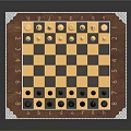 Classic Chessboard With Wooden Frame Black And White Chess Pieces And Number Letter Markings