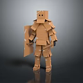 Cardboard Warrior Character Design for Game Movie with Armor and Shield