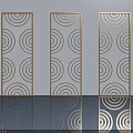 Modern Panel Doors With Circular Patterns And Metal Frames For Interior Design 3d model