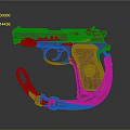 Black HANDBUN P8 Handgun with Orange Braided Holster and Gold Button