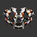 Futuristic Mechanical Creature Robotic Structure With White Orange Black Colors And Geometric Design