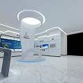 Modern Leadership Care Exhibition Hall With Display Boards Multimedia Screen And Achievements