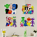 Colorful Different Cartoon Character Stickers Decorating Kids Room Wall