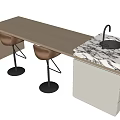 Nakajima counter bar counter operating table dining table and chairs 3d model