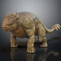 3D Fantasy Creature Model With Spiked Head Bulky Body And Thick Limbs