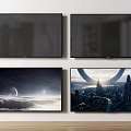 Four Wall Mounted TVs Displaying Various Scenic And Urban Screen Contents