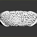 Modern Silver Ring With Stylish Geometric Pattern And Textured Surface