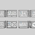 Multiple Metal Fence Designs Featuring Geometric Patterns And Blue Details