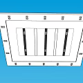Modern Ceiling Design With Square Frame Black White Strips Mounted With Screws 3d model