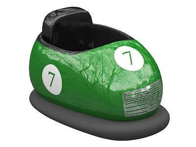 Green Bumper Car With Tree Pattern And Number 7 Black Seat Design 3d model