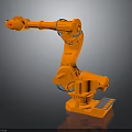 Orange Robot Arm As Industrial Role With Mechanical Joints And Stable Base Design 3d model