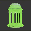 Classical Historical Architectural Structure With Green Dome And Ornate Stone Columns